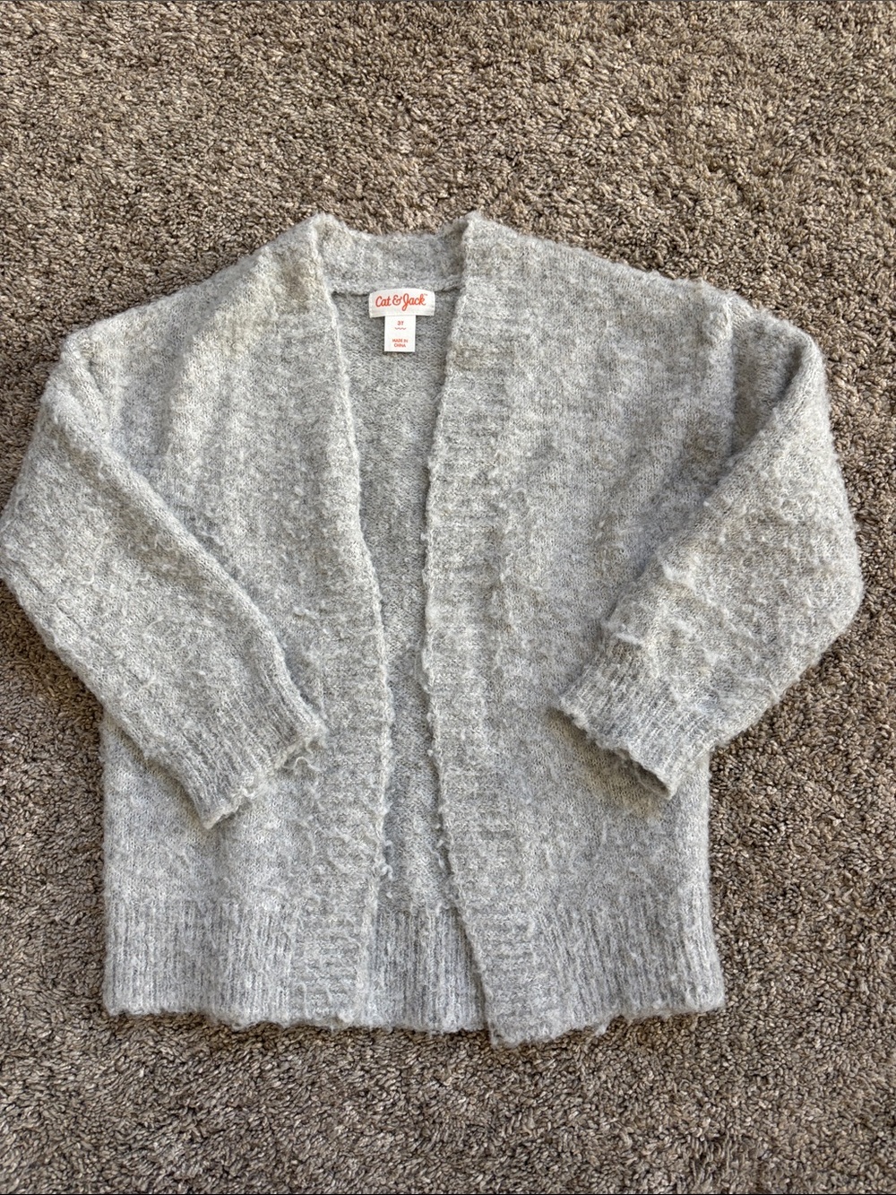 Cat & Jack Soft Light Gray Fuzzy Open-Front Cardigan